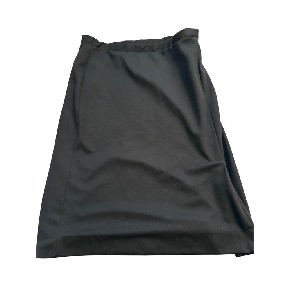 Vintage Devon Black Midi Skirt Elastic Waist Side Slit ILGWU Made in USA Size 16